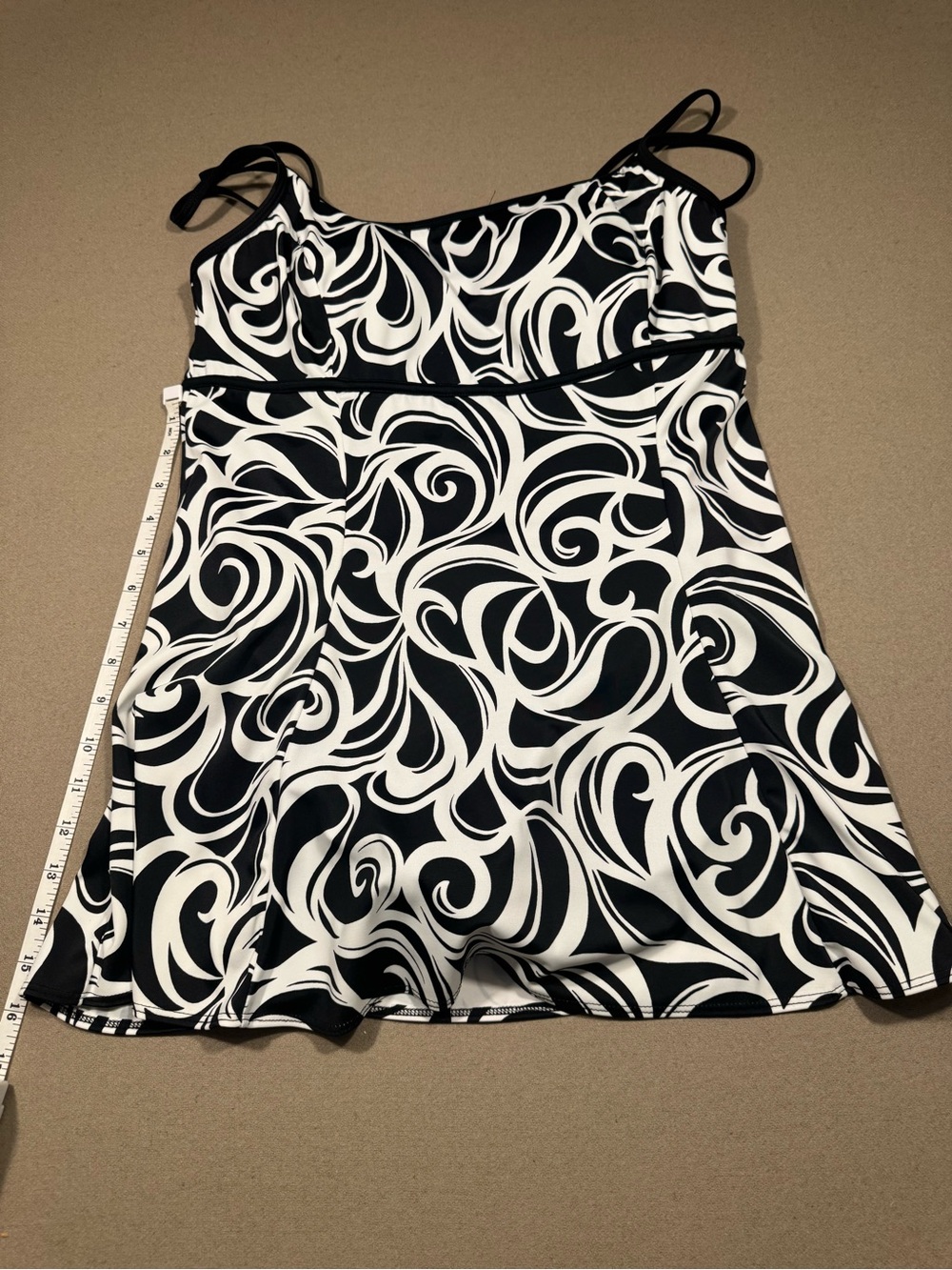 Black & White Swirl One-Piece Swimdress